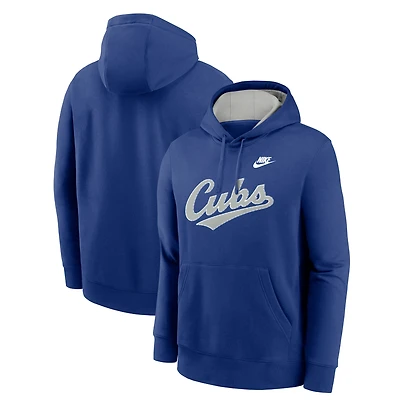 Men's Nike  Royal Chicago Cubs Rewind Club Logo Pullover Hoodie