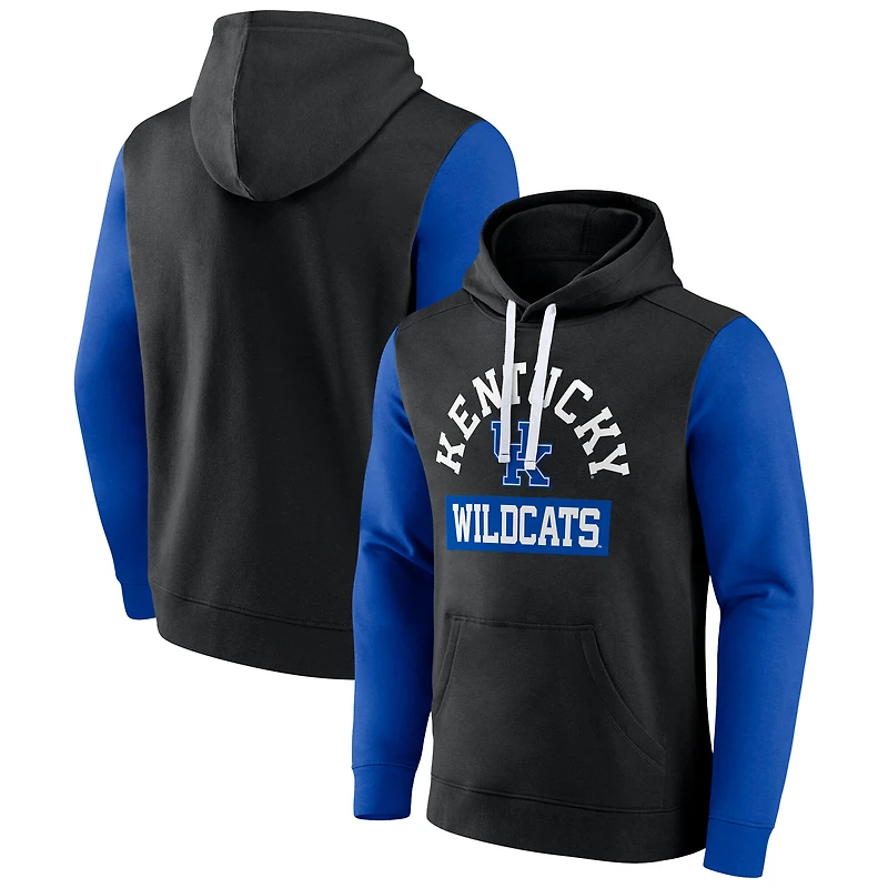 Men's Fanatics Black Kentucky Wildcats Color Block Fleece Pullover Hoodie