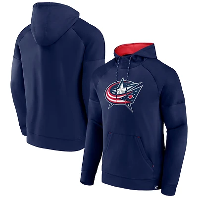 Men's Fanatics  Navy Columbus Blue Jackets Iconic Defender Raglan Pullover Hoodie