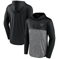 Men's Fanatics Black/Heather Charcoal Pittsburgh Penguins Iconic Defender Pullover Hoodie