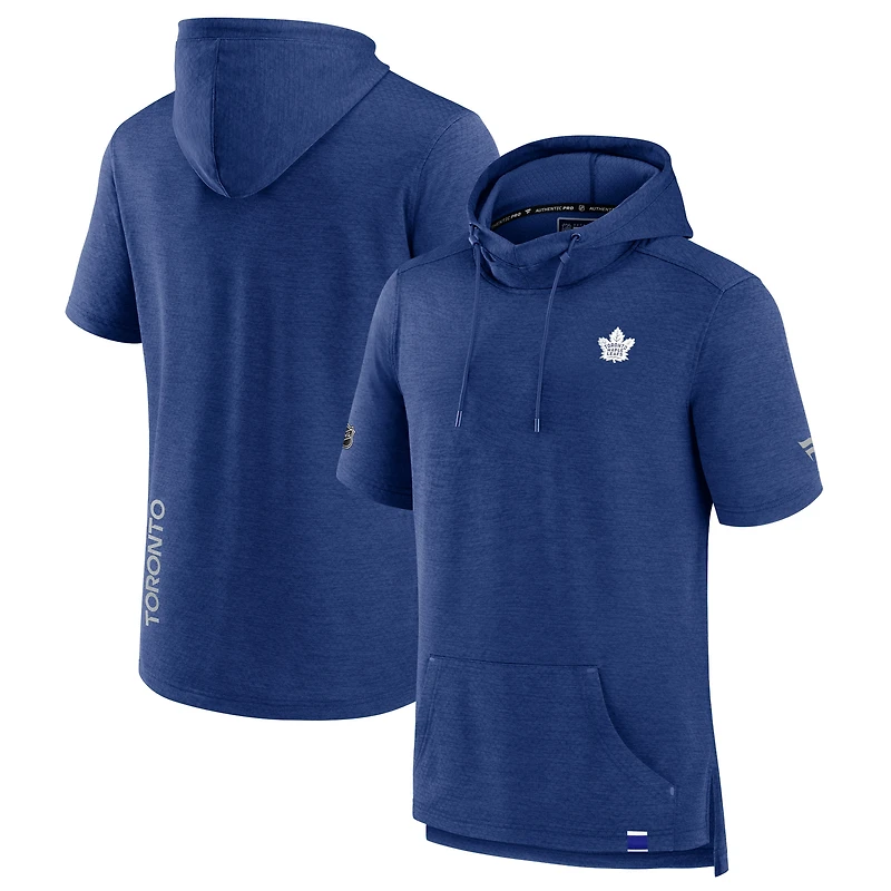 Men's Fanatics  Heather Blue Toronto Maple Leafs Authentic Pro Short Sleeve Pullover Hoodie