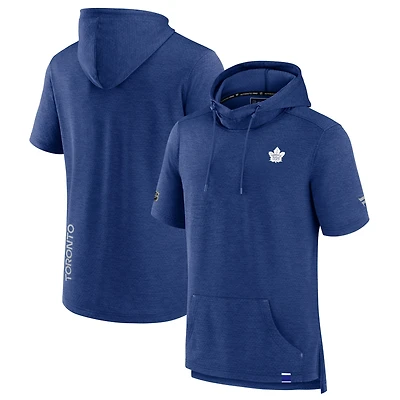 Men's Fanatics  Heather Blue Toronto Maple Leafs Authentic Pro Short Sleeve Pullover Hoodie