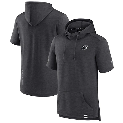 Men's Fanatics  Heather Charcoal New Jersey Devils Authentic Pro Pullover Hoodie
