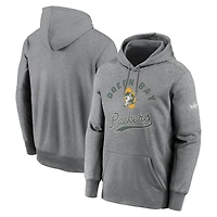 Men's Nike Heather Gray Green Bay Packers Performance Fleece Pullover Hoodie