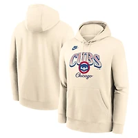 Men's Nike  Natural Chicago Cubs Cooperstown Collection Club Fleece Pullover Hoodie