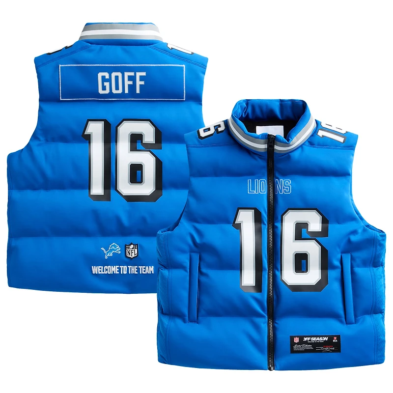 Unisex Jared Goff Blue Detroit Lions Off Season x NFL Player Puffer Vest