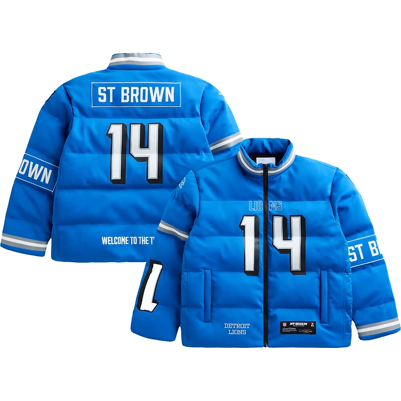 Unisex Amon-Ra St. Brown Blue Detroit Lions Off Season x NFL Player Puffer Jacket