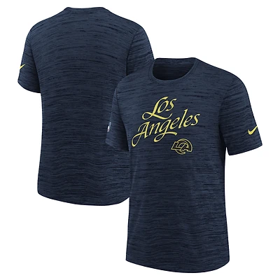 Youth Nike Midnight Blue Los Angeles Rams 2025 Rivalries Collection Sideline Velocity Dri-FIT T-Shirt