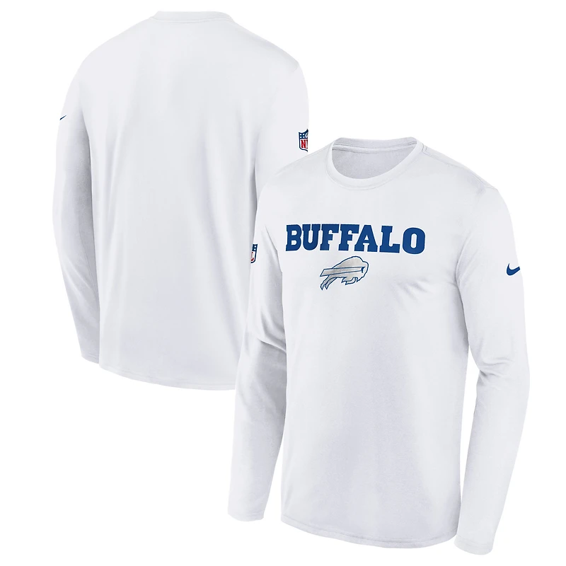 Youth Nike White Buffalo Bills 2025 Rivalries Collection Sideline Legend Dri-FIT Long Sleeve T-Shirt