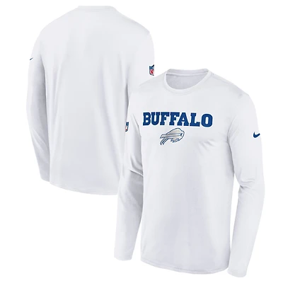 Youth Nike White Buffalo Bills 2025 Rivalries Collection Sideline Legend Dri-FIT Long Sleeve T-Shirt