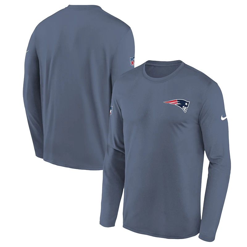 Youth Nike  Storm Blue New England Patriots 2025 Rivalries Collection Sideline Legend Dri-FIT Long Sleeve T-Shirt