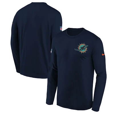 Youth Nike Pitch Blue Miami Dolphins 2025 Rivalries Collection Sideline Legend Dri-FIT Long Sleeve T-Shirt