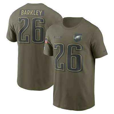 Men's Nike Saquon Barkley Olive Philadelphia Eagles 2025 Salute to Service Name & Number T-Shirt