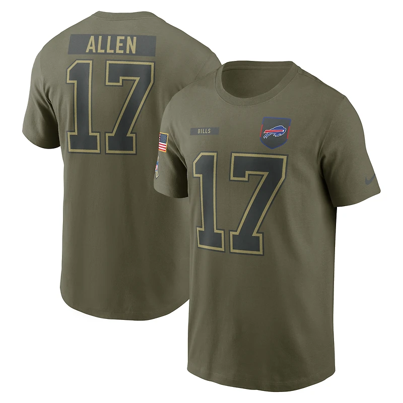Men's Nike Josh Allen Olive Buffalo Bills 2025 Salute to Service Name & Number T-Shirt