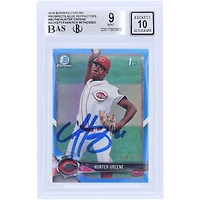 Hunter Greene Cincinnati Reds Autographed 2018 Bowman Chrome Prospects Blue Refractor #BCP48 #/150 Beckett Fanatics Witnessed Authenticated 9/10 Rookie Card