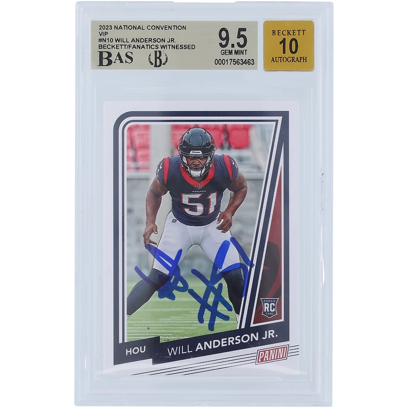 Will Anderson Jr. Houston Texans Autographed 2023 Panini National Convention VIP #N10 Beckett Fanatics Witnessed Authenticated 9.5/10 Rookie Card