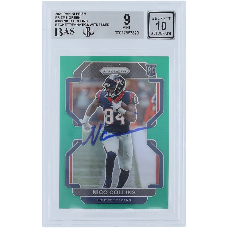 Nico Collins Houston Texans Autographed 2021 Panini Prizm Prizm #360 Beckett Fanatics Witnessed Authenticated /10 Rookie Card
