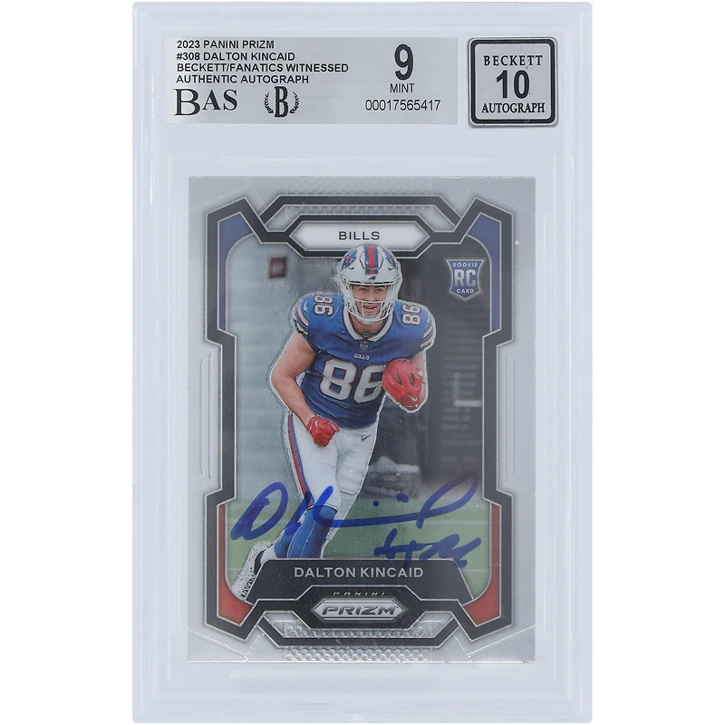Dalton Kincaid Buffalo Bills Autographed 2023 Panini Prizm #308 Beckett Fanatics Witnessed Authenticated /10 Rookie Card