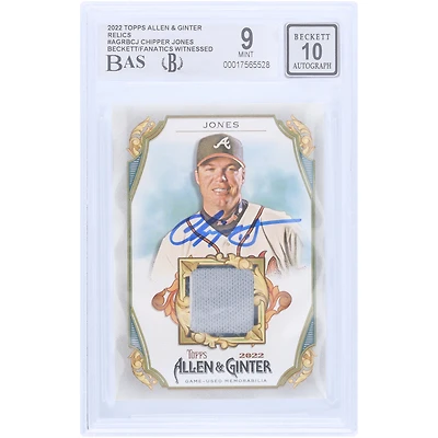 Chipper Jones Atlanta Braves Autographed 2022 Topps Allen & Ginter Jersey Relic #AGRB-CJ Beckett Fanatics Witnessed Authenticated 9/10 Card