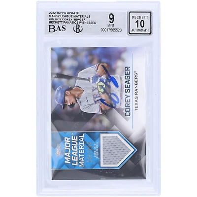 Corey Seager Texas Rangers Autographed 2022 Topps Update Major League Materials Relic #MLM-CS #/199 Beckett Fanatics Witnessed Authenticated 9/10 Card