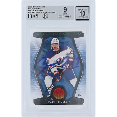 Zach Hyman Edmonton Oilers Autographed 2023-24 Upper Deck Artifacts Polychrome #84 #/65 Beckett Fanatics Witnessed Authenticated /10 Card