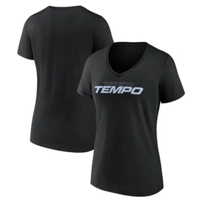 Women's Black Toronto Tempo Team Wordmark V-Neck T-Shirt