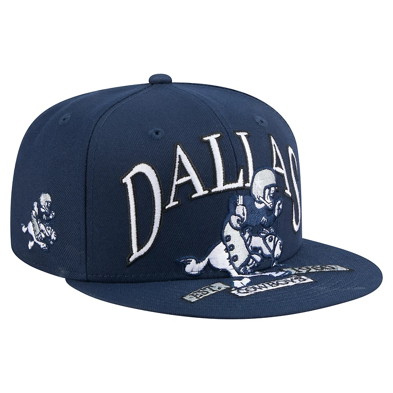 Men's New Era Navy Dallas Cowboys Throwback Oversized 59FIFTY Fitted Hat