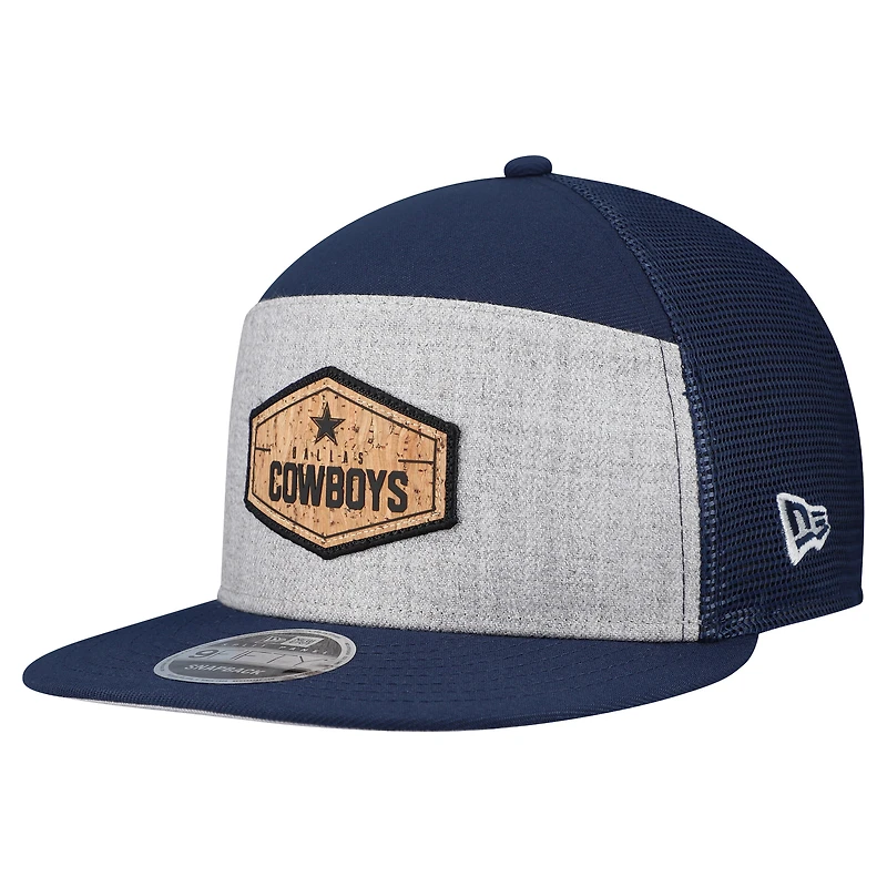 Men's New Era Gray/Navy Dallas Cowboys Cork Split Panel 9FIFTY Trucker Snapback Hat