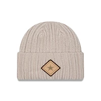 Men's New Era Light Beige Dallas Cowboys Logo Applique Cuffed Knit Hat