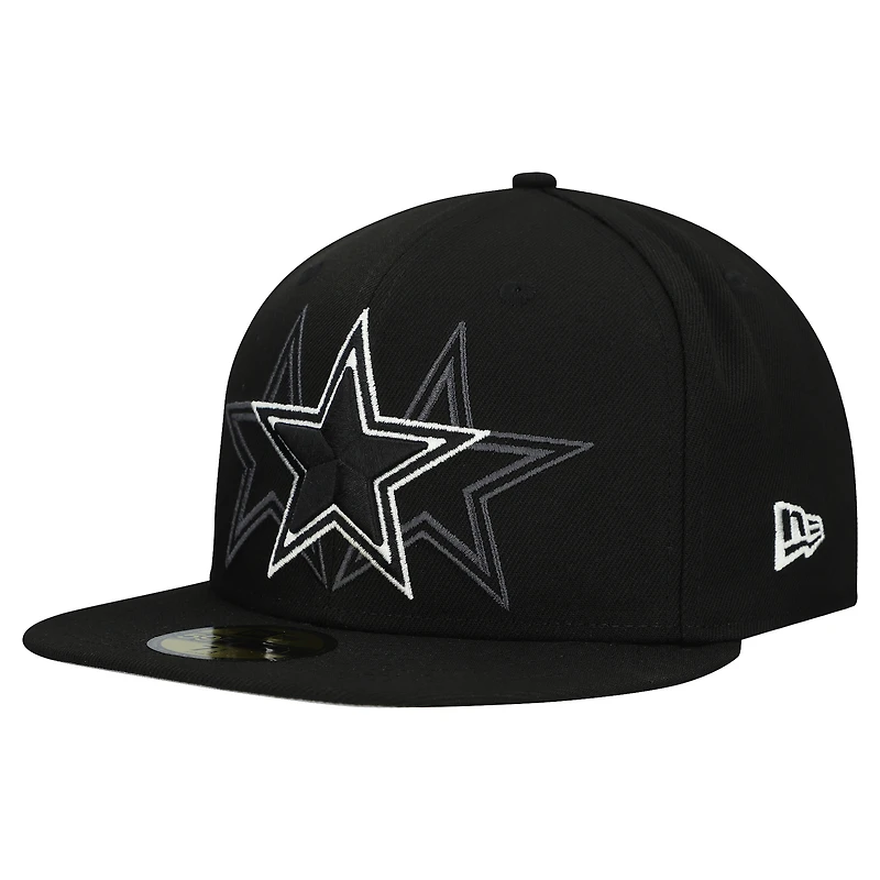 Men's New Era Black Dallas Cowboys Tri-Hit 59FIFTY Fitted Hat