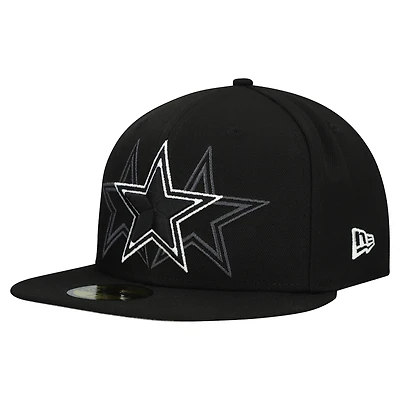 Men's New Era Black Dallas Cowboys Tri-Hit 59FIFTY Fitted Hat