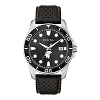 Men's Bulova Black Case Western Reserve Spartans Corporate Collection Leather Strap Watch