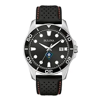 Men's Bulova Black UNC Wilmington Seahawks Corporate Collection Leather Strap Watch