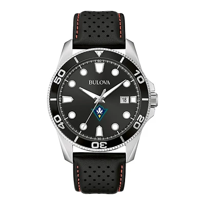 Men's Bulova Black UNC Wilmington Seahawks Corporate Collection Leather Strap Watch