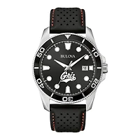 Men's Bulova Black Montana Grizzlies Corporate Collection Leather Strap Watch
