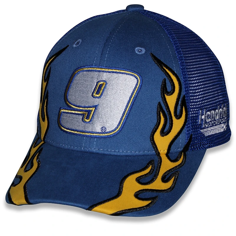 Youth Checkered Flag Sports Blue Chase Elliott NAPA Flame Trucker Adjustable Hat