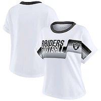 Women's WEAR by Erin Andrews White Las Vegas Raiders Cropped Center Stripe Dolman T-Shirt