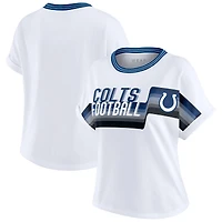 Women's WEAR by Erin Andrews White Indianapolis Colts Cropped Center Stripe Dolman T-Shirt
