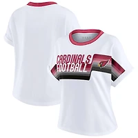 Women's WEAR by Erin Andrews White Arizona Cardinals Cropped Center Stripe Dolman T-Shirt