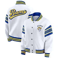 Women's WEAR by Erin Andrews White Los Angeles Rams Full-Snap Fleece Sweatshirt Jacket