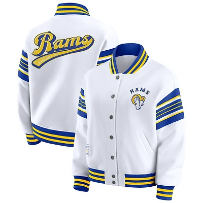 Women's WEAR by Erin Andrews White Los Angeles Rams Full-Snap Fleece Sweatshirt Jacket