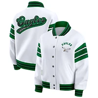Women's WEAR by Erin Andrews White Philadelphia Eagles Full-Snap Fleece Sweatshirt Jacket