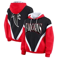 Women's WEAR by Erin Andrews Red/Black Atlanta Falcons Retro Crinkle Full-Zip Hoodie Windbreaker