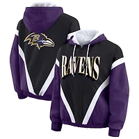 Women's WEAR by Erin Andrews Purple/Black Baltimore Ravens Retro Crinkle Full-Zip Hoodie Windbreaker