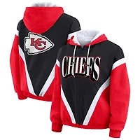 Women's WEAR by Erin Andrews Red/Black Kansas City Chiefs Retro Crinkle Full-Zip Hoodie Windbreaker