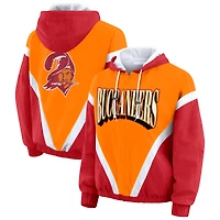 Women's WEAR by Erin Andrews Orange/Red Tampa Bay Buccaneers Retro Crinkle Full-Zip Hoodie Windbreaker