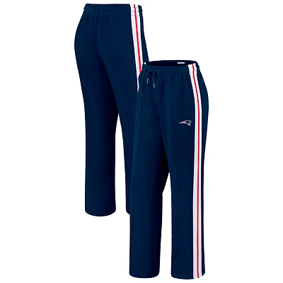 Women's WEAR by Erin Andrews Navy New England Patriots Color-Block Straight Leg Pants