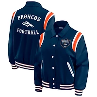 Women's WEAR by Erin Andrews Navy Denver Broncos Varsity Lightweight Full-Snap Jacket