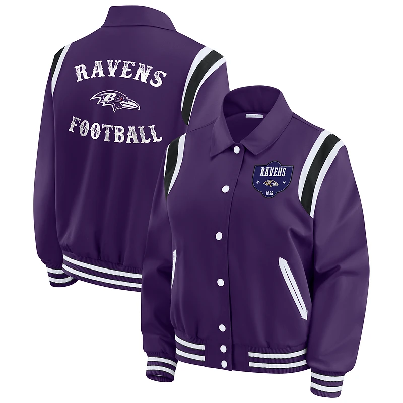 Women's WEAR by Erin Andrews Purple Baltimore Ravens Varsity Lightweight Full-Snap Jacket