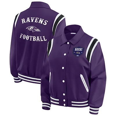 Women's WEAR by Erin Andrews Purple Baltimore Ravens Varsity Lightweight Full-Snap Jacket
